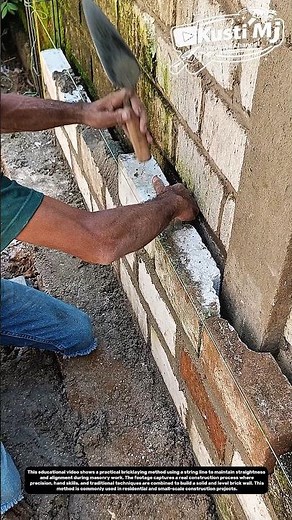 Bricklaying Accuracy Technique Using String Line for Straight Masonry Walls.