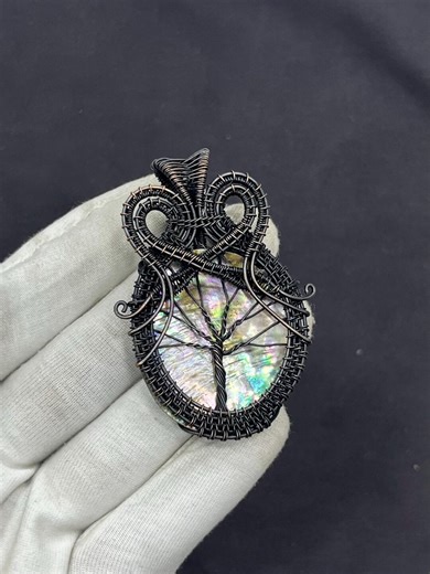 Abalone Shell Natural Pendant Necklace • Copper Wire Wrap Jewelry • Handmade Ocean Shell Pendant - Etsy