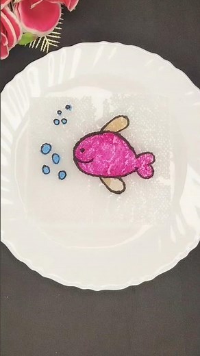 How to make a cute drawing fish 🐟/😱 Easy drawing for kids activity with water #shorts #diy #craft