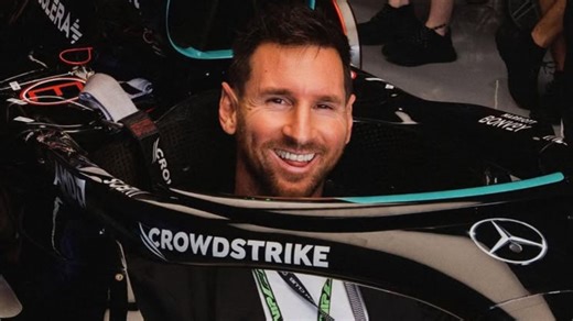 Lionel Messi lives out his Formula 1 dream in the Mercedes garage