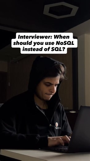 Here’s what the interviewer wants to hear - Use NoSQL instead of SQL when: 1️⃣ The data structure is flexible or keeps changing If your data doesn’t fit neatly into fixed rows and columns, NoSQL works better. 2️⃣ Real Need to scale very fast NoSQL databases are designed to handle massive traffic and large data volumes easily. 3️⃣ High Read/write performance more than strict consistency If you need fast performance and can tolerate slight delays in data consistency. 4️⃣ The data is nested or JSON