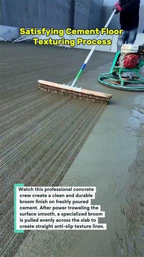 Perfect Broom Finish Concrete – Satisfying Cement Floor Texturing Process