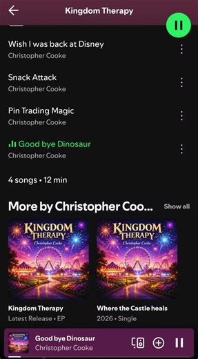 My first EP just to get the music out. But this one is for anyone that loves Dinosaur and sad to see it going extinct. Its my 10 year old daughters favorite ride and that inspired this track. Please check it out on your favorite music streaming service, full disney album coming Feb 9th. #animalking #dinosaur #Disney #spotify