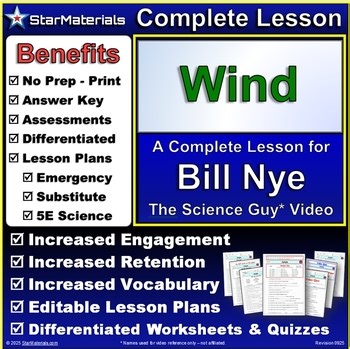 Complete Lesson for Bill Nye Wind - Worksheets, Quizzes, Lesson Plans