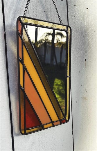 Retro Mirrored Stained Glass Panel - Etsy