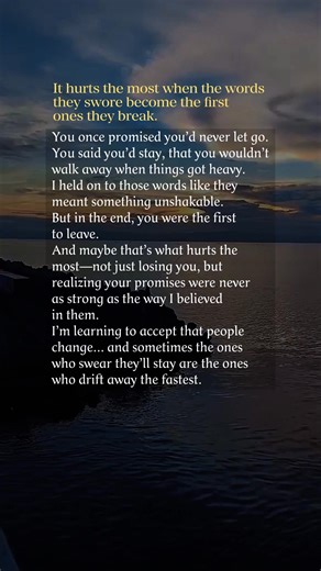 Some promises break long before the person leaves. #heartfeltwordsforheavyhearts #BrokenPromises #LettingGo #Heartache #fblifestyle #UnspokenTruths | Bella