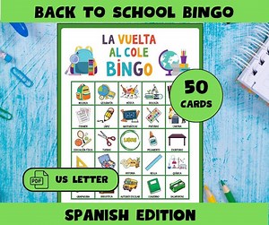 Spanish Back to School Bingo Game: Printable Classroom Activity (digital Download) - Etsy