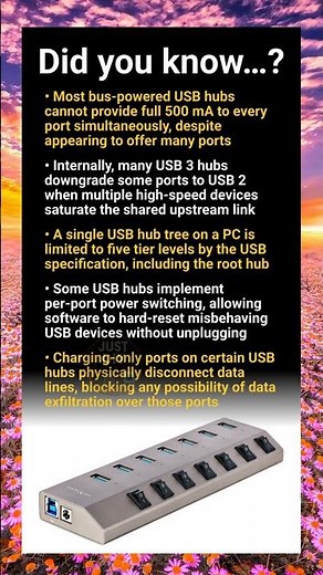 USB hub for PC: hidden power issues, bandwidth sharing and protocol quirks