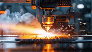 3D cutting machine producing industrial parts, highlighting advanced manufacturing technologies. Stock Video