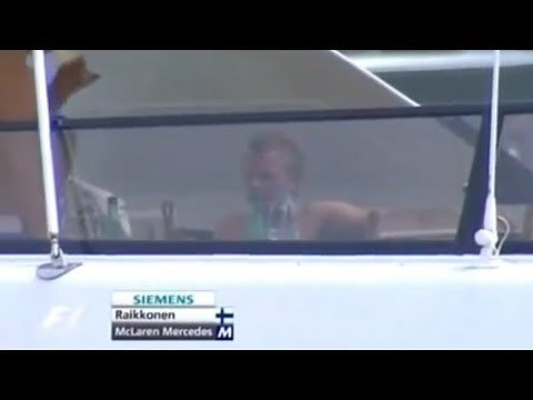 Kimi Räikkönen goes straight to his yacht after retiring (Monaco, 2006)