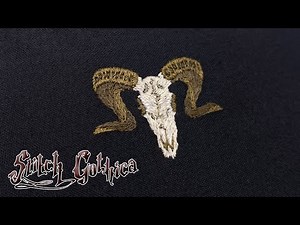 Ram Skull Embroidery Pattern Tutorial by StitchGothica.com Stitch Along SAL