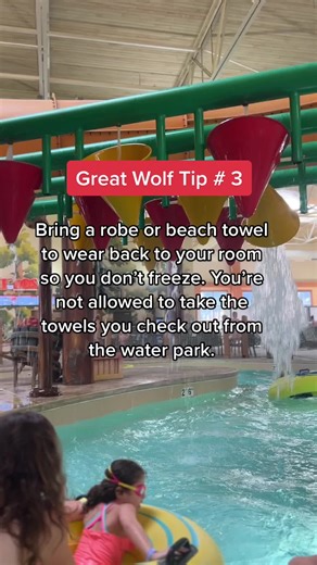 Bring a robe or beach towel to wear nack to your room so you dont freeze in the hallways. You’re not allowed to take the towels you check out from the water park. #greatwolflodge #greatwolflodgemasonohio #greatwolflodgetips #greatwolflodgewaterpark #indoorwaterpark