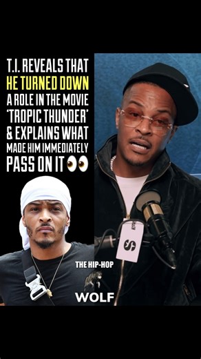 THE HIP-HOP WOLF® on Instagram: "While making an appearance on @effctivimmdtly, T.I. was asked if there were any movie roles he passed on & mentioned once turning down a role in “Tropic Thunder,” which would end up being played by actor Brandon T Jackson. Tip rejected the role immediately after reading the script and seeing that the character had a scene where he ‘confessed his longing for the scent of a man.’ After passing on the part, T.I. says Ben Stiller and other producers of the film still