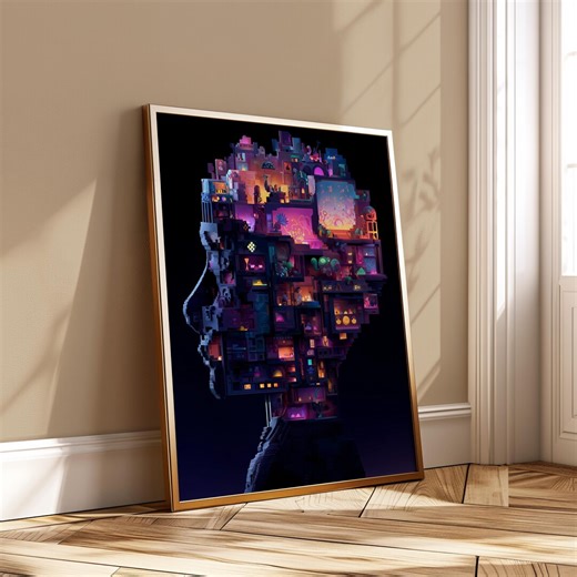 Gaming Head Silhouette Wall Art Printable Colorful Game Rooms Portrait Indie Style Poster Digital Download - Etsy