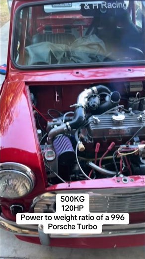 She’s up and running. #minicooper #austinmini #turbo #classiccar #car #cars #mini #engine #porsche