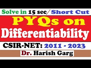 PYQs on Differentiability| CSIR NET 2011 to 2023 | Short Cut Tricks