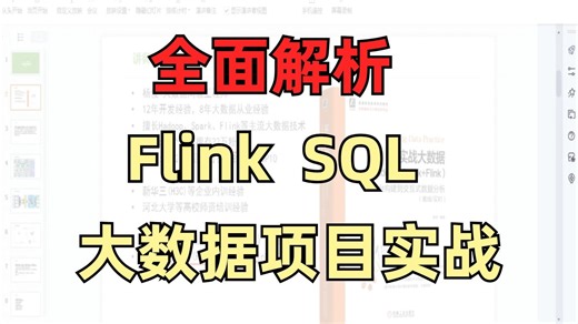 全面解析FlinkSQL大数据项目实战/优化/开发/原理/入门/详解/大数据/学习路径/Flink Table编程/FlinkSQL流批一体技术/数据仓库