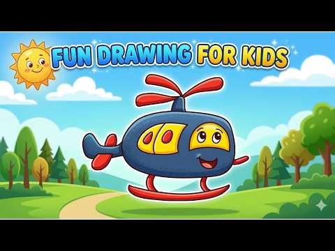 Easy Helicopter Drawing for Kids 🚁 | Step-by-Step Tutorial
