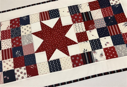 Patchwork Americana Quilted Table Runner, Red White Blue Stars Stripes, Man Cave Decor - Etsy