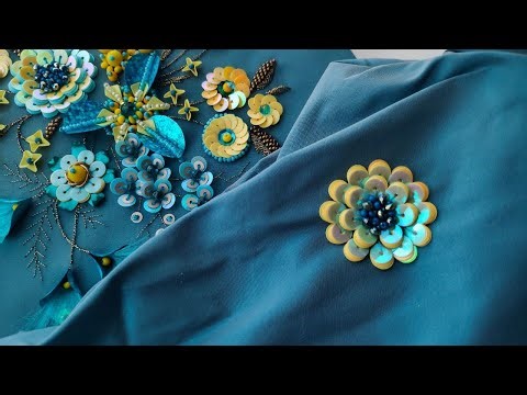 Easy bead embroidery sequins flower ~ Tutorial for beginners ~ Sequins embroidery
