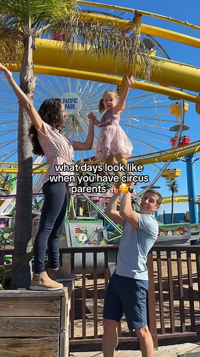Cirque du Soleil on Instagram: "Life is a whole lot of fun when you have circus parents 🥰 catch mom and dad AKA @sante_circus_artist and @yudintsevaleksandr in #KOOZA on the Santa Monica Pier 🌊☀️"