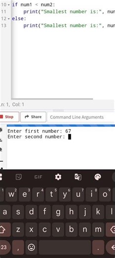 Python code for smallest number