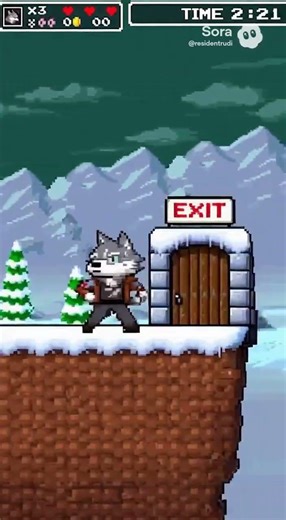 Rudi trapped in a pixelated video game