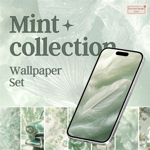 Mint Green Phone Wallpaper Pack | 20 Matcha Aesthetic Backgrounds for Your Iphone, Abstract Homescreen Design - Etsy