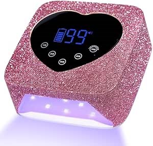 UV LED Nail Lamp 72W Rechargeable Sparkly Wireless Nail Dryer Gel Polish Light with 5 Timer Setting Professional Quick Dry Curing Lamp with Display Auto Sensor Salon & Home