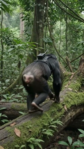 🦍📹 Tiny Camera on a Bonobo! | Secret Rainforest Adventure Revealed 😱🌿 #shortsfeed #nature #animals