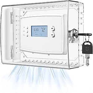 TRJ Thermostat Lock Box with Key, Large Thermostat Cover with Lock for Thermostat on Wall, AC Control Lock Box Cover with Key, Air Conditioner Lockbox Fits Thermostats 5" H x 6" W or Smaller
