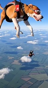 52K views · 534 reactions | The skydiver floats up from below and executes a flawless flip. The dog’s instincts implode — turbo-wagging tail, wind-snapped tongue, eyes trying to decode the miracle beside it. The expression that follows? Pure, fleeting, skydiving enlightenment. | Vrial Reel 82 | Facebook