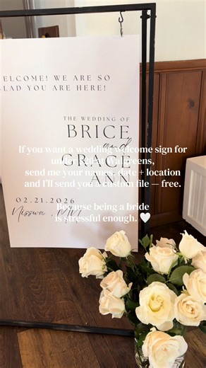 If you’re DIY — I’ve got you. 🫶🏻 Under $20 welcome sign at Walgreens. DM me your details and I’ll send you the file for free. Love, your budget-saving wedding bestie 💌 #weddingtok #diybride #weddingplanning #weddinginspo #bridesoftiktok