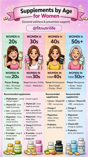 Supplements Every Woman Needs by Age (20s, 30s, 40s & 50+) 💊✨