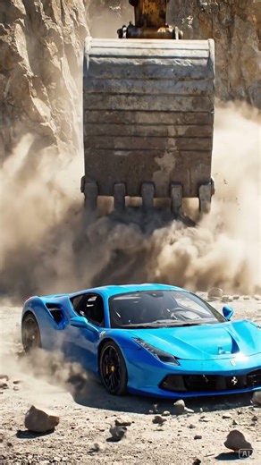 Ferrari vs Massive Falling Rock | Cinematic Destruction Scene #crash #automobile