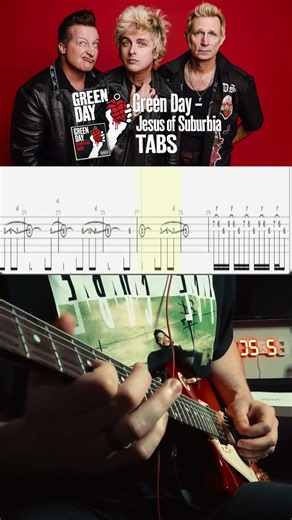 GREEN DAY - Jesus of Suburbia TABS & Tutorial #guitar #guitarist #guitarshorts #solo #greenday