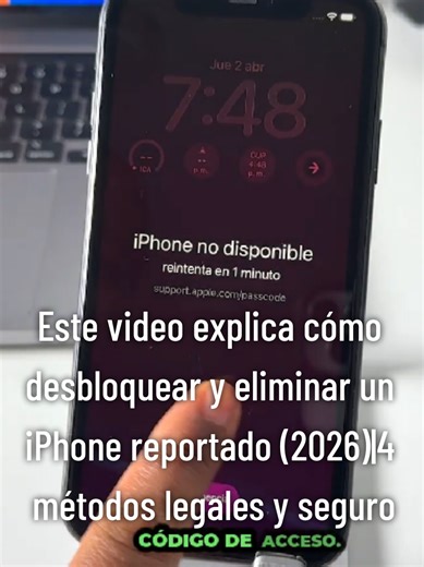 Este video explica cómo desbloquear y eliminar un iPhone reportado (2026) | 4 métodos legales y seguros. #iPhone #iCloudunlock #Activationlock #Techtok #Reparaciondecelulares