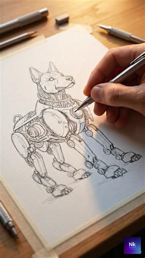 Futuristic robot concept art drawing | speed sketch revealed #shorts