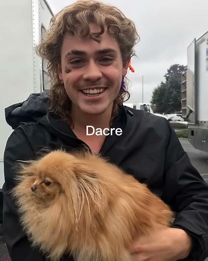 Stranger things cast with Joe keery's dog