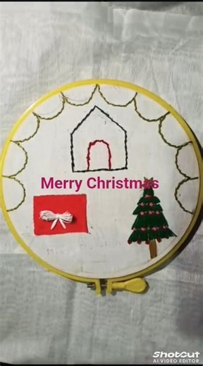 beautiful merry Christmas hand embroidery for children.