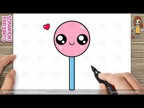 How to Draw a Cute Lollipop, Step by step for KIDS