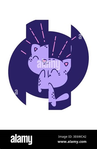 splitting motion animation of icon of a tattoo style happy cat Stock Video Footage - Alamy