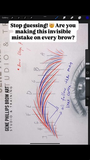 Gene Phillips Brow Art on Instagram: "🚨 Reality Check! The difference between a good brow and a perfect brow comes down to tiny details in your mapping. We constantly see the same small—but critical—errors from students, and these tiny mistakes can totally affect healed shape, symmetry, and flow. Precision is everything: are your main and sub-strokes truly following the natural curve, or are you straying off course? Stop making mistakes you don’t even know you’re making. Drop a 🤯 if you’re rea
