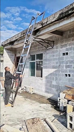 Stowable Two-Part Stainless Steel Ladder for Rural Bungalows