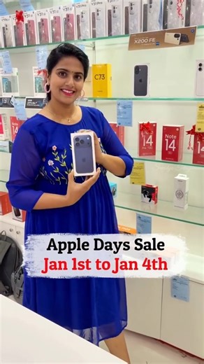 SRIVIDYA TELUGAMMAI on Instagram: "Apple days sale is live @manasathya.retail From january 1 to january 4, get ready to upgrade to your dream iphone with unbeatable offers you simply can’t miss! Deals you’ll love: 📱 iphone 15 at just ₹51,990 – ₹2,000 instant discount on axis / icici cards – zero down payment 📱 iphone 16 at just ₹61,990 – ₹3,000 instant discount on axis / icici cards – zero down payment 📱 iphone 17 air at just ₹87,990 – ₹4,000 instant discount on axis / icici cards – zero down