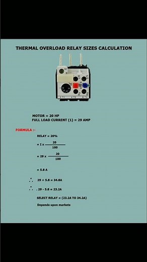 Thermal Overload Relay Part And How to Calculate #thermal #youtubeshorts #powerplant #education