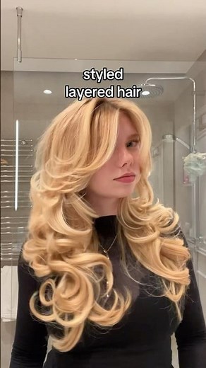 styled vs. unstyled wavy layered hair✨💕 #longhair #blonde #blowout
