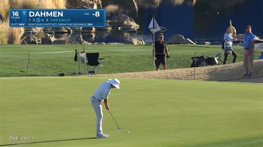 Joel Dahmen hits outstanding lag putt and taps in birdie at The American Express