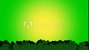 St. Patrick's animated clovers against a green background. For use as a general backdrop, design element or as an overlay for placement of text or other copy.