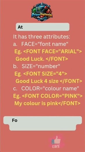 FONT Tag of html with its attributes #html #font #programming